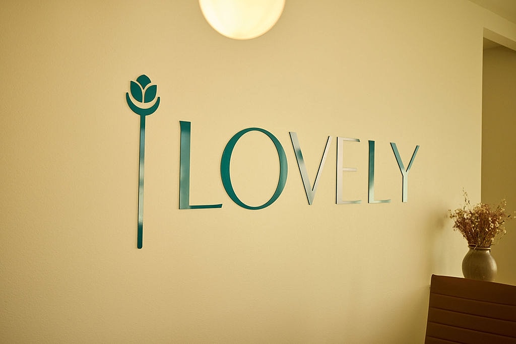Decorative wall art with the word "lovely."