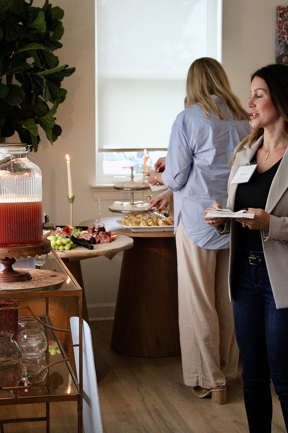 Social gathering with food and refreshments.