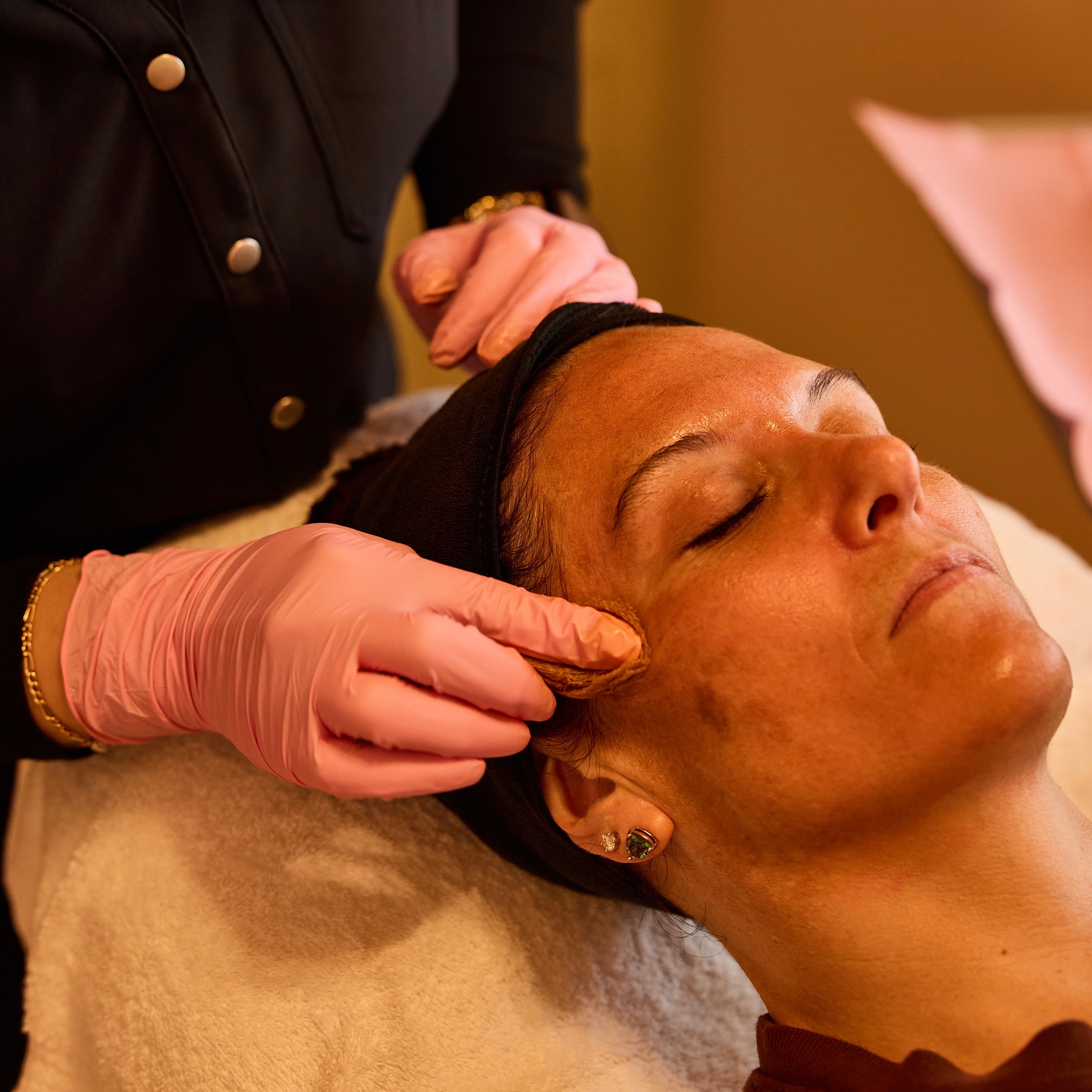 Facial treatment in a spa setting.